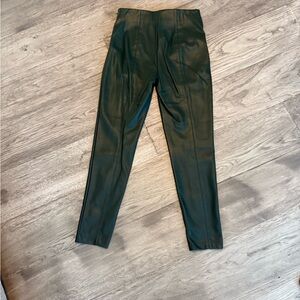 Ann Taylor Deep Green Faux Leather Trousers